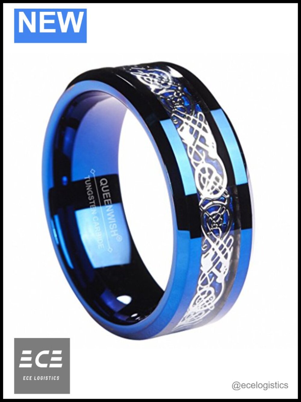 8mm Tungsten Carbide Ring Celtic Dragon Wedding Band